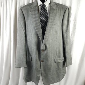 Hickey Freeman Mens‎ 44L Gray Single Vent 2-Button Sports Coat Blazer Jacket